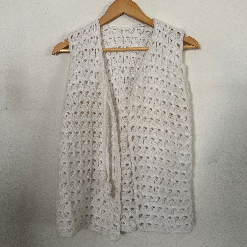Vintage romantic boho crochet vest